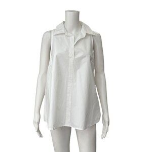 Maria Pinto White Oversized Vest Blouse Collared Shirt size Small